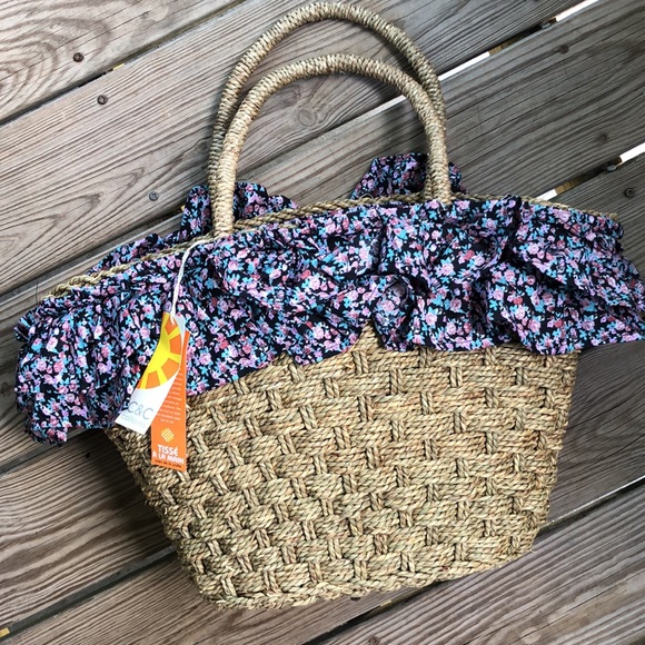 C&C California Handbags - C&C California Rattan Ruffle Bag